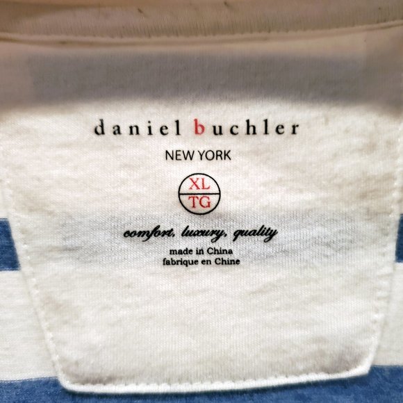 Daniel Buchler NY Blue Striped Crew T-Shirt XL - Picture 4 of 6